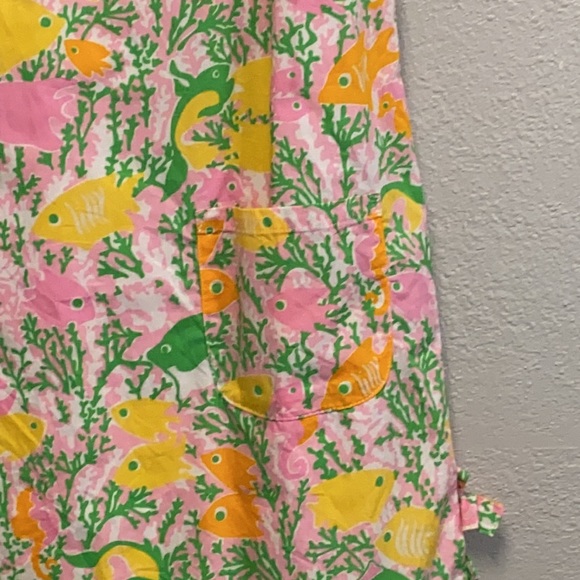 Lilly Pulitzer Girls Size 12 Lined Fish Seahorse Colorful Pockets Shift Dress - Picture 3 of 7